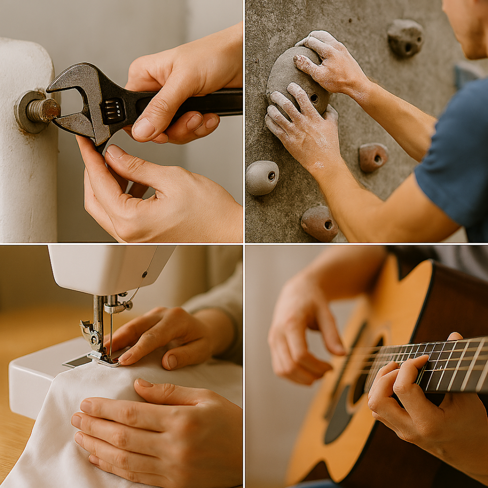 Hands performing diverse occupational therapy tasks at Greenville Hand Therapy in Hunt County TX